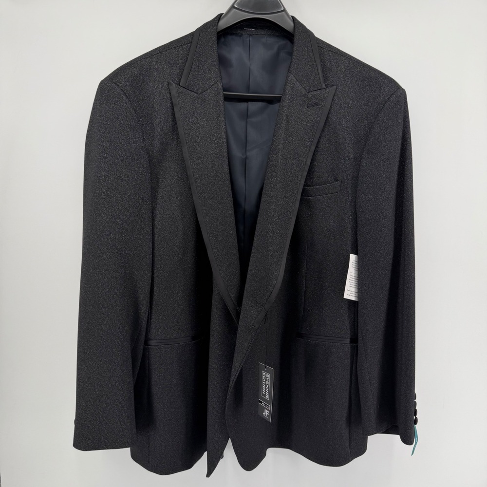 J. Ferrar Tuxedo Jacket Mens 58R Black Shine Evening Edition Big & Tall Blazer